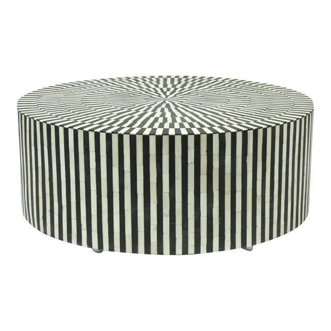 Bedford Round Black Bone Inlay Coffee Table