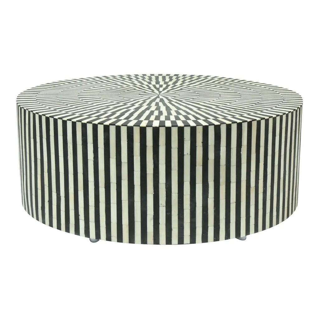 Bedford Round Black Bone Inlay Coffee Table