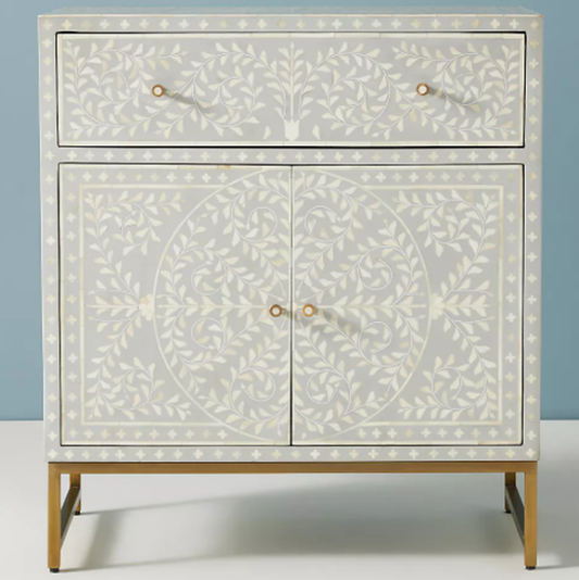 Floral Hand Made Bone Inlay Cabinet