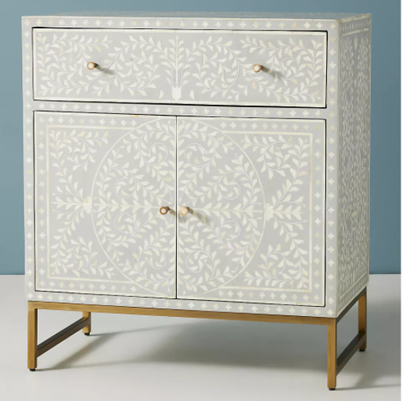 Floral Hand Made Bone Inlay Cabinet