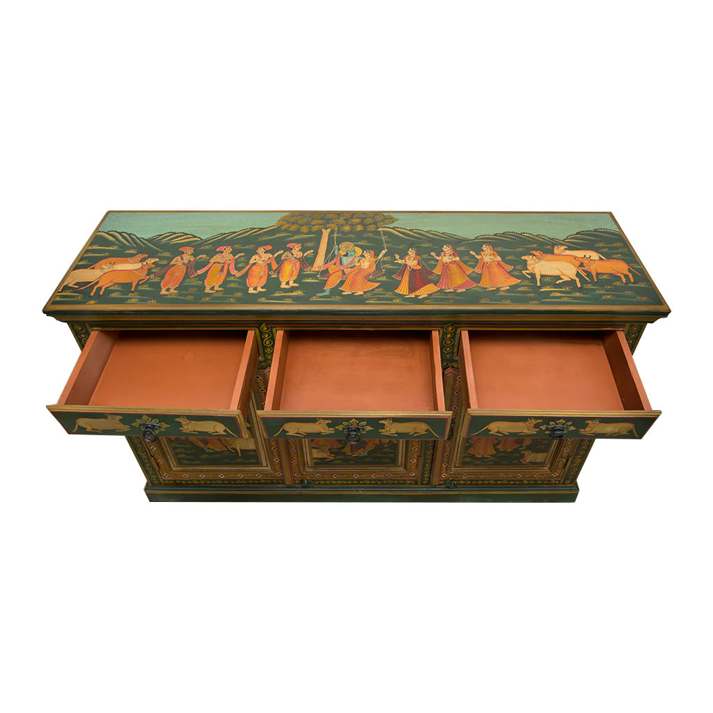 Radha Krishna Hand Painted Sideboard