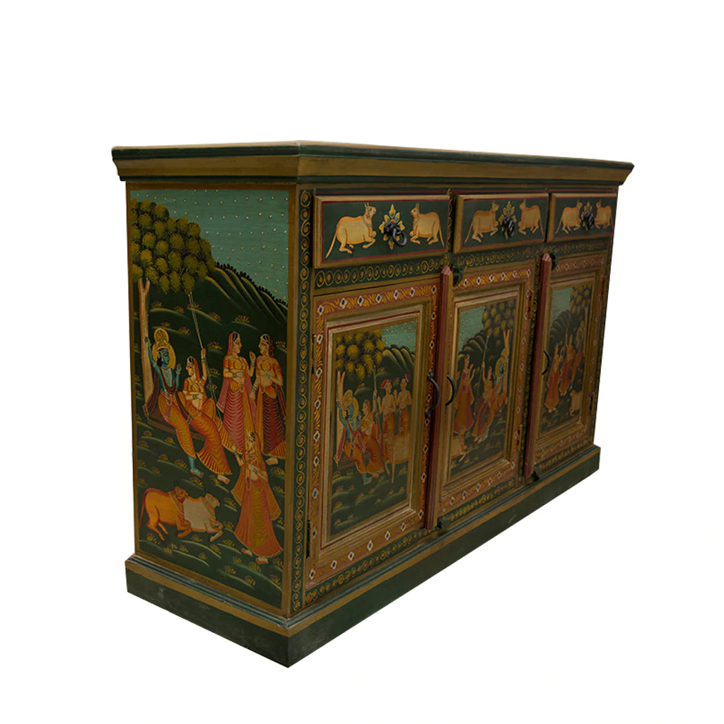 Radha Krishna Hand Painted Sideboard