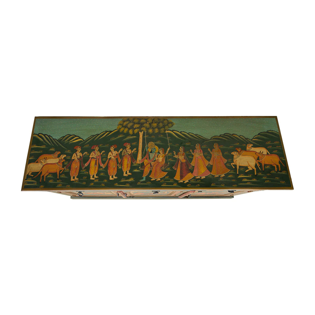 Radha Krishna Hand Painted Sideboard